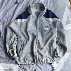 Gray and Navy Zip Up Jacket